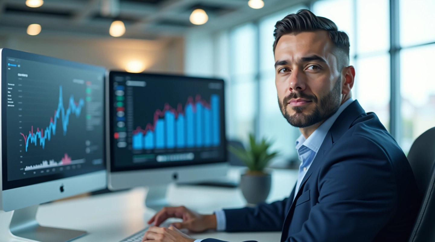 Financial analyst reviewing conversational BI interface for the first time